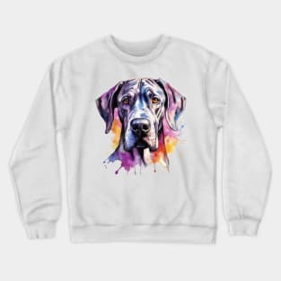 Colorful Great Dane Watercolor Art Crewneck Sweatshirt